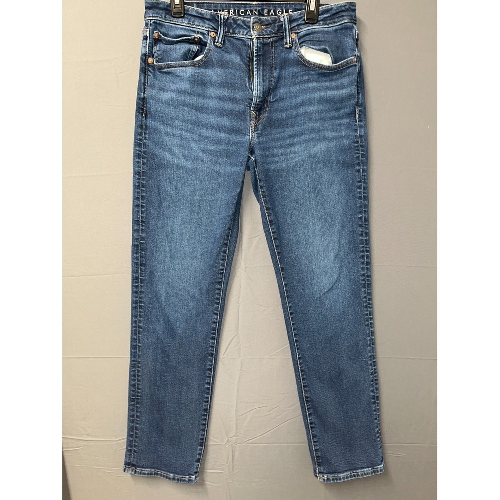 American Eagle Outfitters Athletic Straight Jeans Mens 31x32 Blue Cotton Stretch